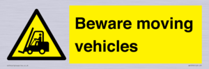 Beware moving vehicles with Warning forklift symbol